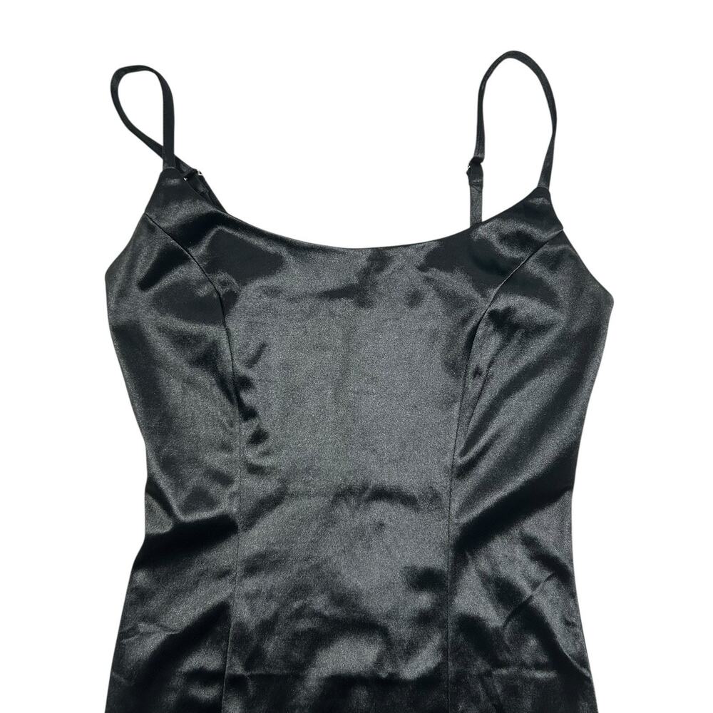 Better Be Little Black Satin Slip Dress Bodycon Sexy Sz S Spaghetti Strap Mini - Picture 2 of 12